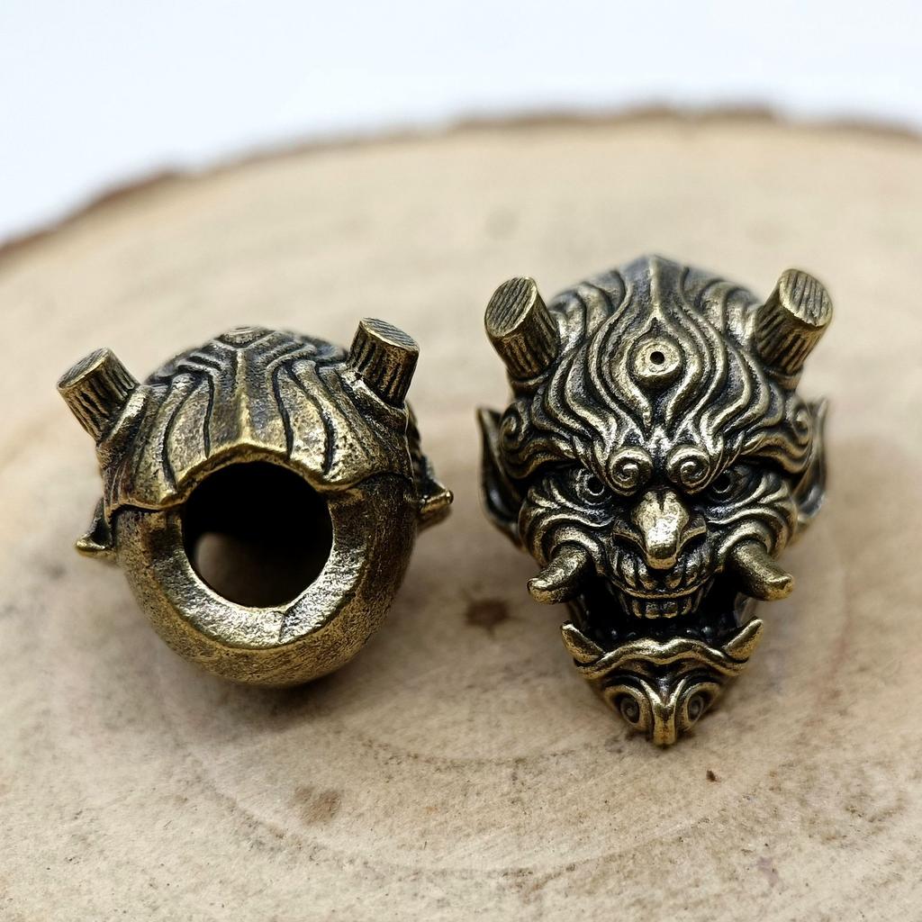 1/2Pcs Prajna Skull Head Brass Knife Beads Charms for DIY Woven Bracelets Lanyard Pendants EDC Outdoor Tool Hangings Accessories