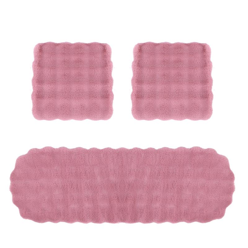 Ensemble Coussin de Siège de Voiture en Velours Peluche Hiver - Coussin Épais Antidérapant en Fourrure de Lapin (3 pièces)