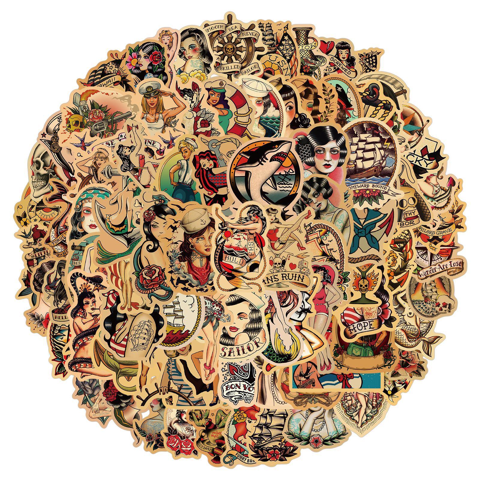 

100 Ретро Персонализированных Наклеек Граффити для Девочек Персонализированное Украшение Компьютер Чемодан Водонепроницаемые DIY Наклейки