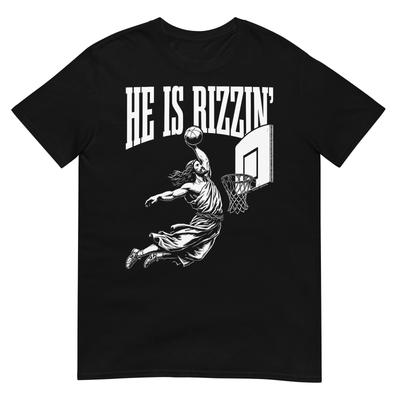 Er ist Rizzin Lustiger Jesus Basketball Meme T-Shirt