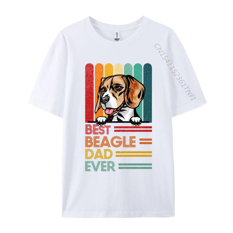 Vintage Best Beagle Dad Ever Tshirt Pet Lover Tshirts Gift From Daughter And Son Man Harajuku Style Tshirts