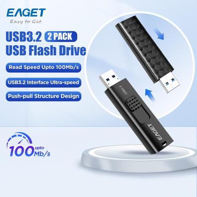 2Pcs Portable USB 3.2 Flash Drive Retractable Slide-Cover Thumb Drives High Speed Data Storage Stickfor PC & Laptop