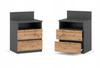 Bedside Table 40cm Gray Oak Wotan 2 Drawers Shelf For Bedroom