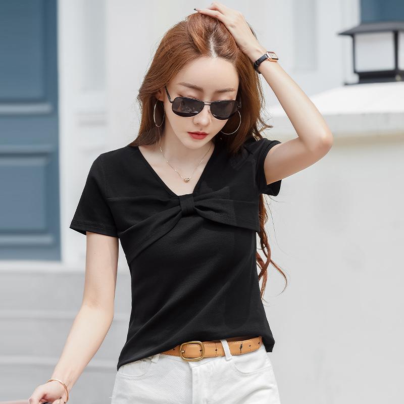 Tricou de vară subțire cu guler rotund, pulover pentru femei, mânecă scurtă, topuri