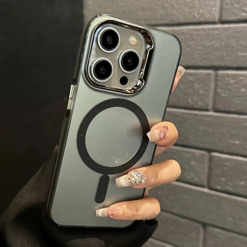 

Роскошный чехол Aurora для iPhone 15 14 13 12 11 Pro Max с беспроводной зарядкой, магнитный цветной лазерный матовый чехол For iPhone 11Pro Max