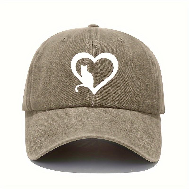 Kitten print baseball cap retro lightweight washed hat adjustable women's sun protection hat suitable for all seasons