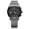 VICTORINOX SWISS ARMY Chronograph Analog Waterproof Quartz Black Mesh Stainless Steel Case Interchangeable Brand Name Black 242048 Men's Watch,