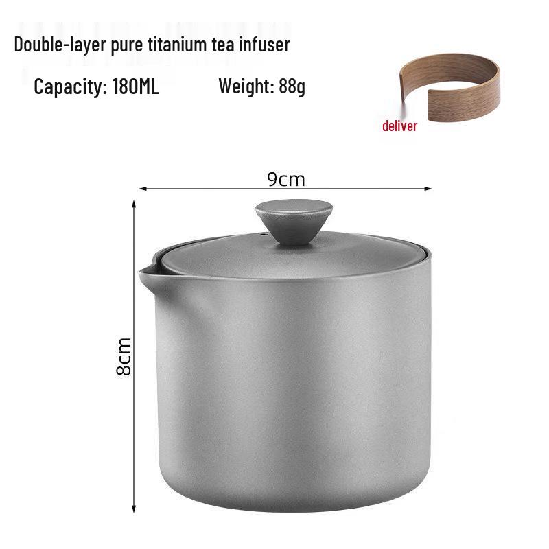 Pure Titanium Double-Layer Camping Tea Infuser Set - Portable Anti-Scald Gongfu Tea Cup for Outdoor & Picnic Use