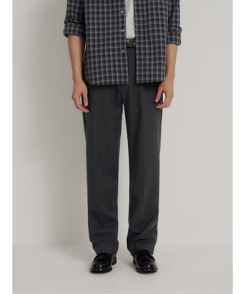 Binpolmen Wool Blend Semi-Wide Slacks Ash