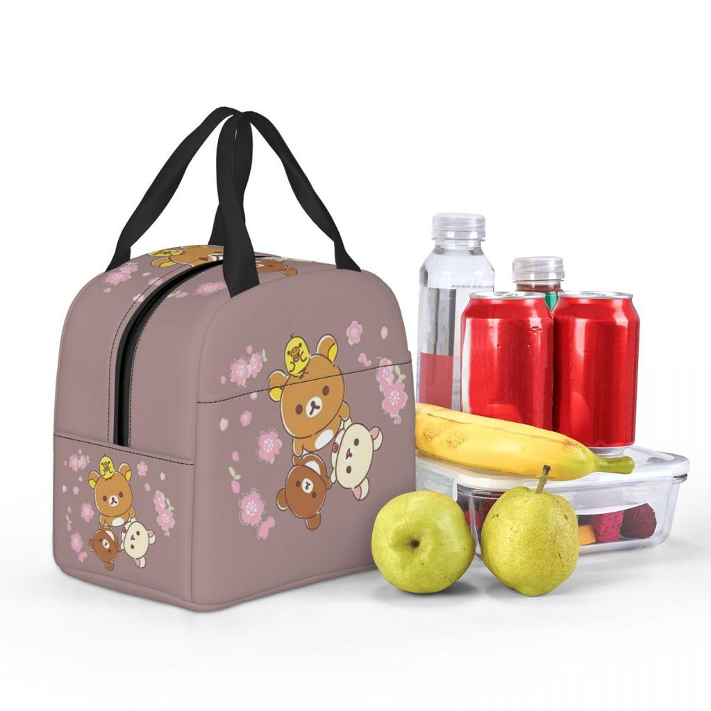 Rilakkuma Sakura Insulated Lunch Bag for Women Office Cooler Thermal Food Box Tote Leakproof Lunch Boxes Container