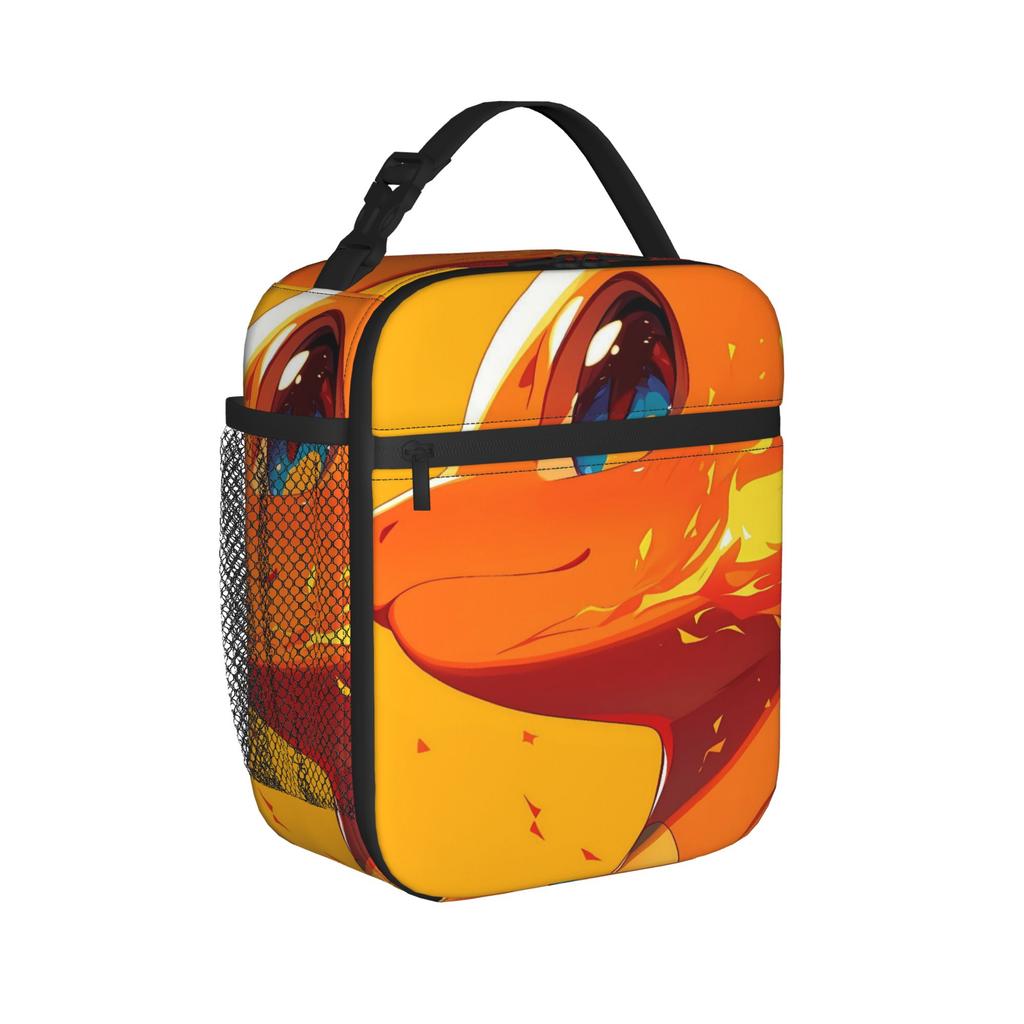 Charmander Close Manga Lunch Bag For Unisex  Print Travel Lunch Box Casual Portable Insulated Oxford Cooler Bag
