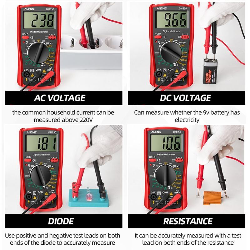 A-neng Dm850 Automotive Multimeter Rms Multimeter Voltage for Smart Voltmeter Pliers Amper Capacimeter Electric Tools