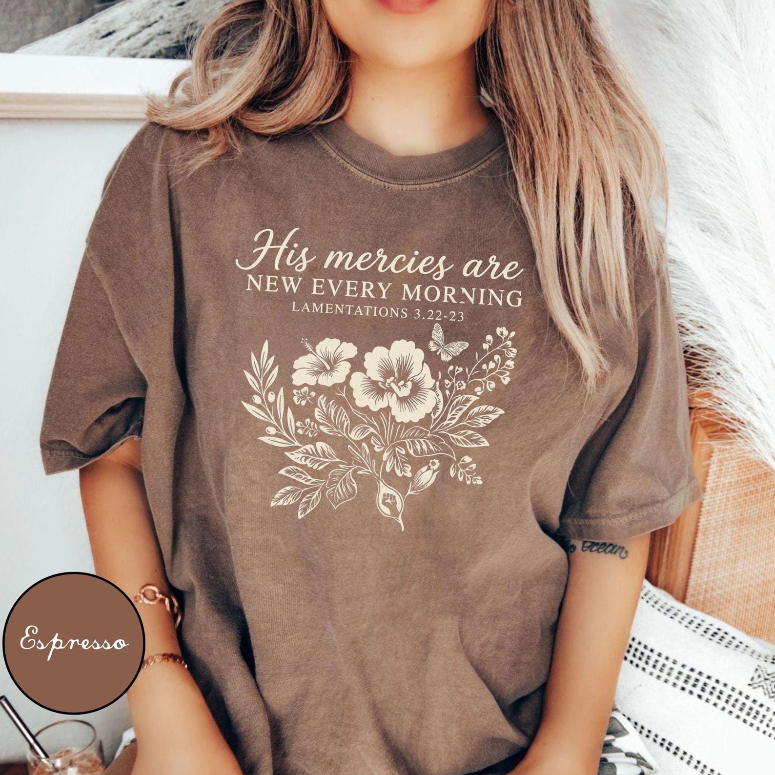 Boho Christian Shirt Faith Based Shirt Christianity Fall Flowers Shirt Jesus Loves You God Is Good Gift Comfort Colors Floral Christian Tee M