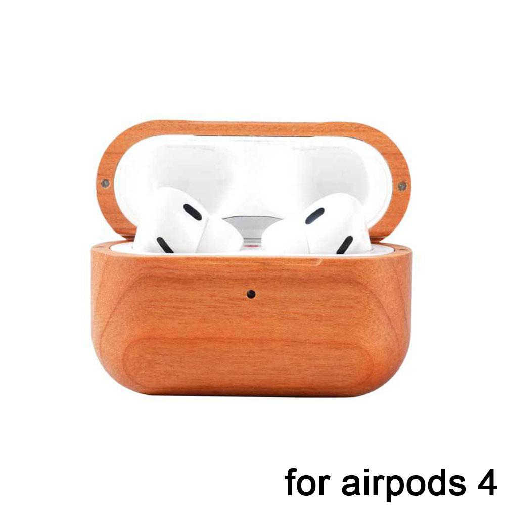 Деревянный чехол для наушников For AirPods Pro 2/For AirPods 4, устойчивый к царапинам и падениям, винтажный деревянный чехол для наушников