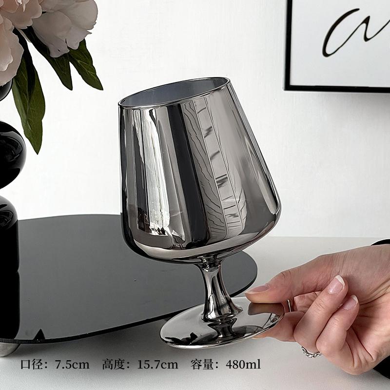 

French Light Luxury Laser Silver Glass Goblet High-Value Wine Glass Creative Cocktail Cup Home Coffee Barware