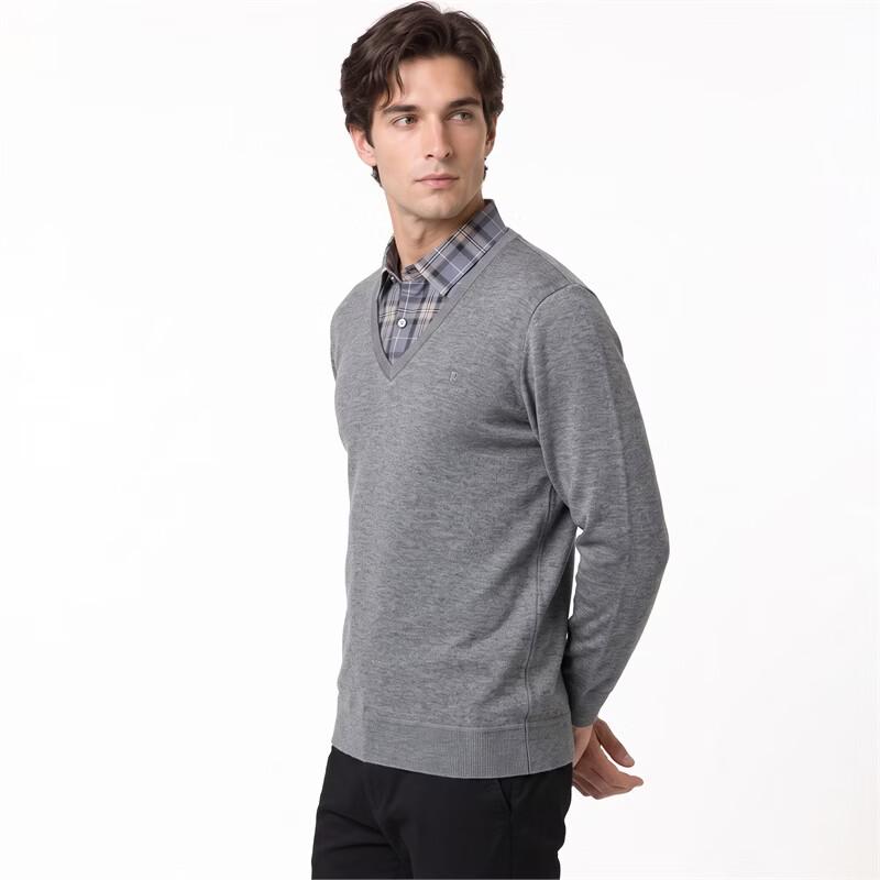 Pierre Cardin Men's Faux Two-Piece Fleece-Lined Wool-Blend Sweater