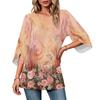 Women's Color Neck Three-Quarter Sleeve Casual Top