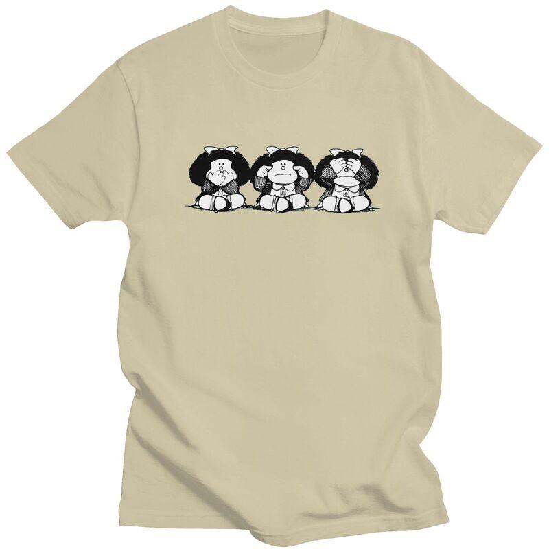 Custom Male Quino Comic Cartoon Mafalda T Shirt ShortSleeve Cotton Tshirts Streetwear Tshirt Casual Tee Slim Fit Clothing
