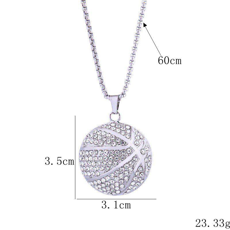 Men's Gold Diamond Basketball Pendant Necklace - Trendy Hip Hop Jewelry Accessory