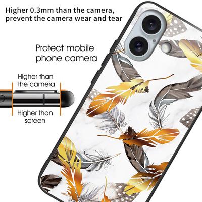 Für iPhone 16 Plus Hülle Musterdruck Gehärtetes Glas+TPU Handyhülle