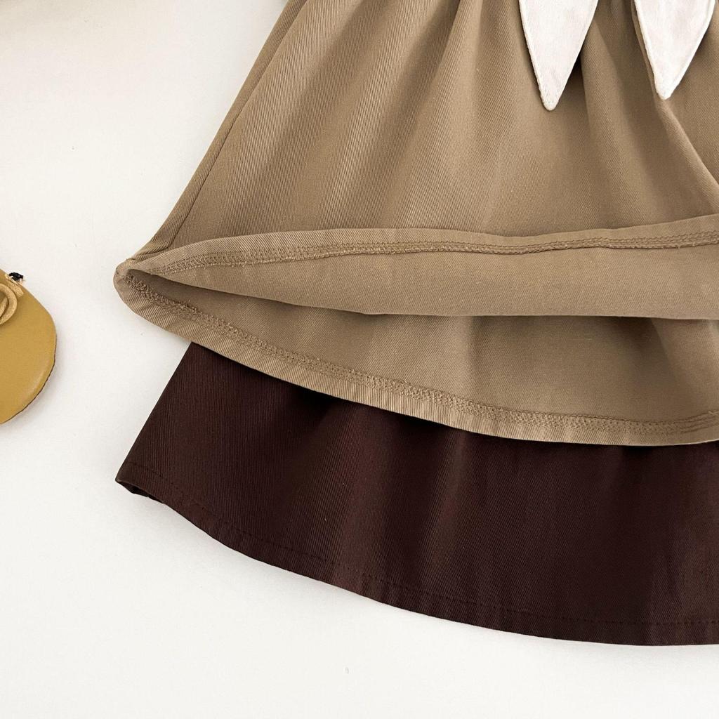 Retro Sommerkleid für Kleinkinder mit Peter-Pan-Kragen und kurzen Ärmeln