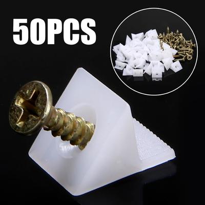 Lot de 50 Cales de Réparation pour Fond de Tiroir de Meuble, Équerres d'Angle, Kit de Vis