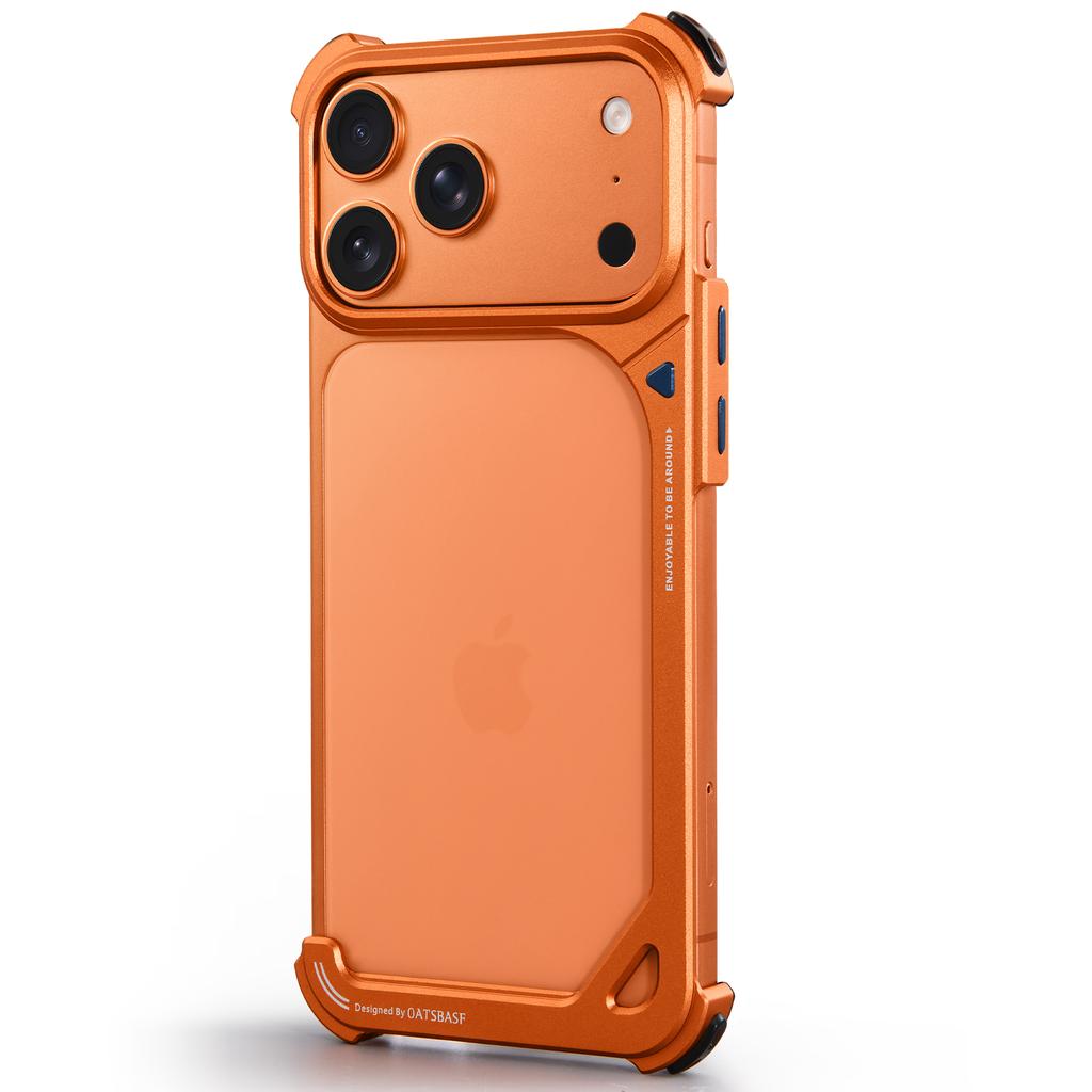 Oatsbasf Metalen Frameloze Telefoonhoes voor iPhone 17 Pro Max & 17 Pro Schokbestendige Bumper 9 Vorm Telefoonhoesje Blote Telefoon Gevoel Shell