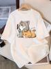 WomenS Clothing WomenS Sleeve TShirt Cute Cartoon Cat Print Round Neck Casual and Wear Cat Pattern TShirt Aesthetic Clothes
