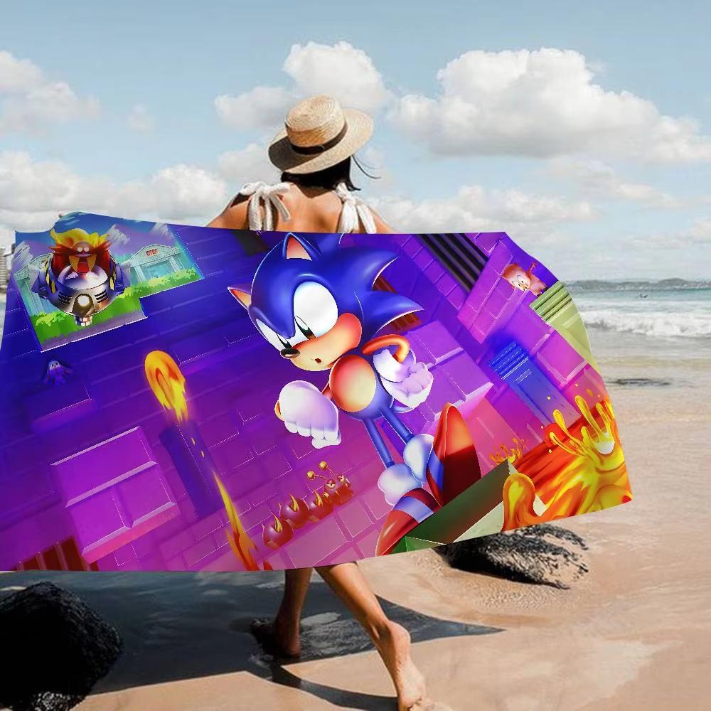 Anime S-Sonic H-HedgehogES Big Microfiber Beach Towel Quick Dry Sand-Free Pool Yoga Travel Towel for Swimming And Fitness