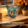Decorative Cat Stone Figurine Marble Texture Cat Stone Amber Eyes Cat Statue for Keepsake Gift Office Desk Decor