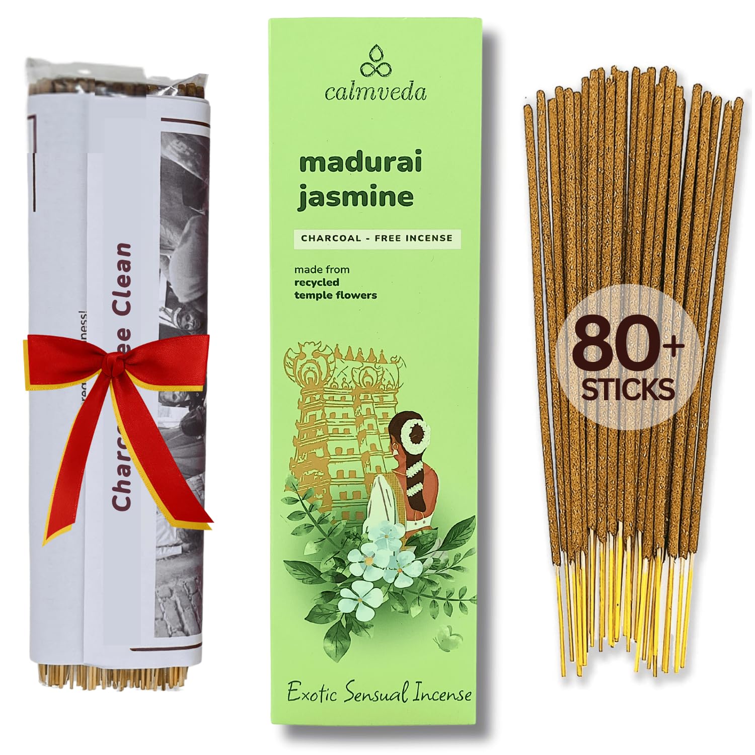 Madurai Jasmine Incense Sticks Exotic - Sensual Aroma 80 Incense Sticks