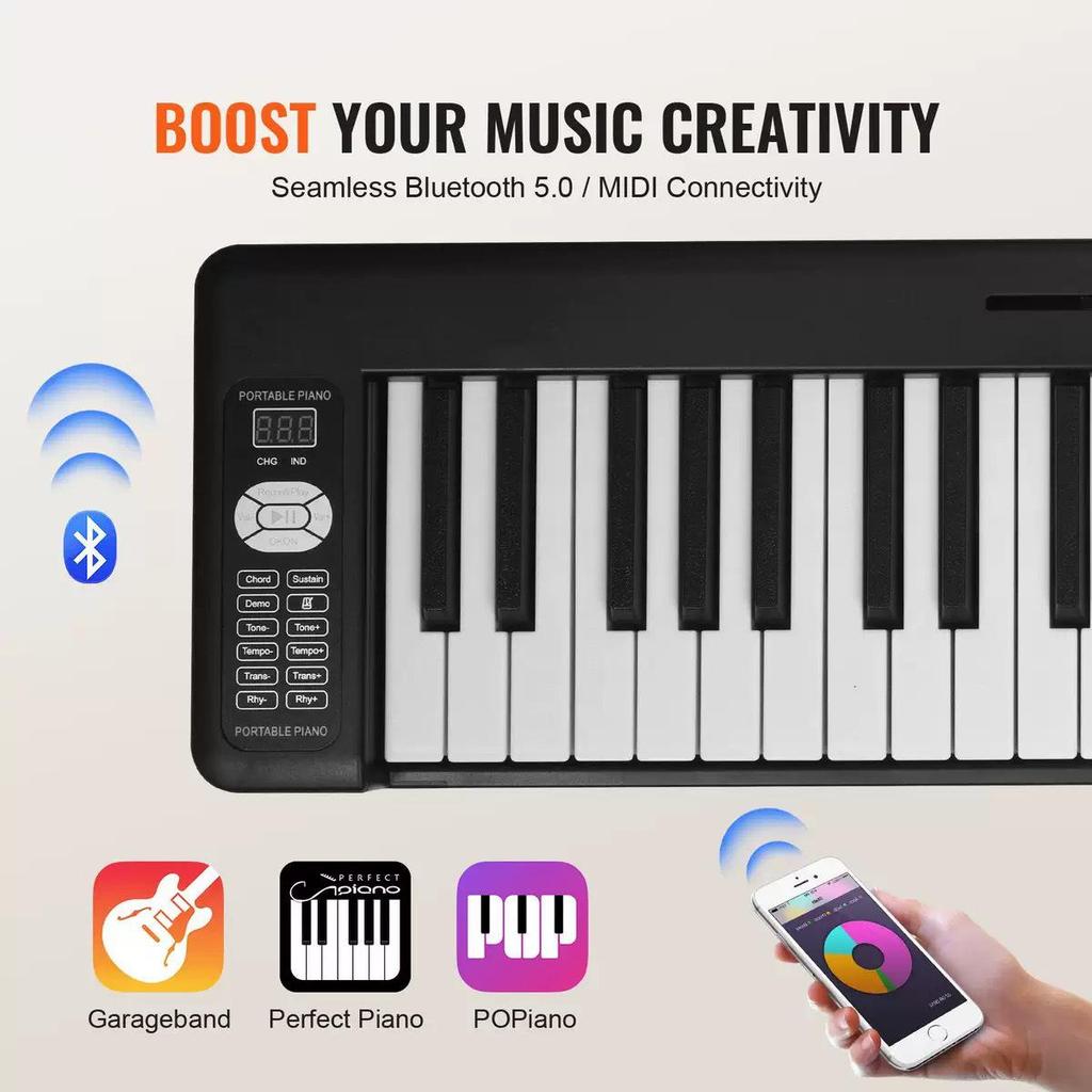 Portable 61-Key Touch-Sensitive Folding Digital Piano for Beginners