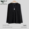 Men's 100% Cotton V-Neck Long Sleeve T-Shirt