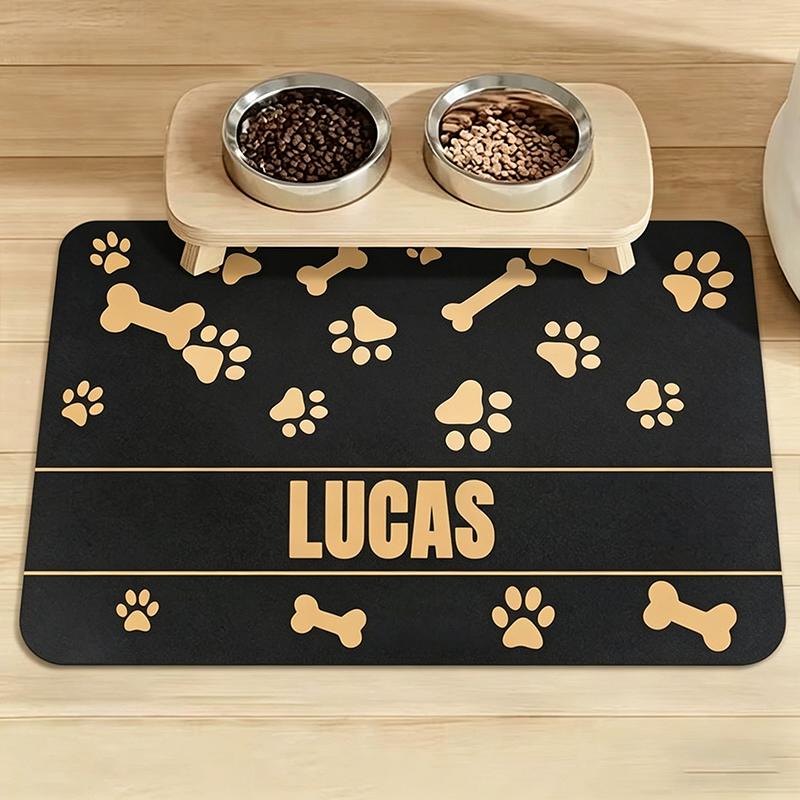 Diatomaceous Mud Absorbent Pet Placemat For Food And Water Bowl With Waterproof Quick-Dry Rubber Backing Non-Slip Home Pet Mat