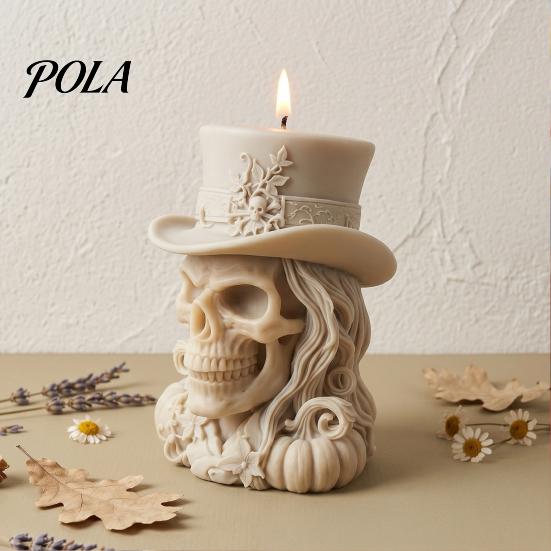3D Cowboy Skull Silicone Mold, Halloween Skeleton Candle Mold for Epoxy Resin, Candle Making, Soap, Clay, Wax Casting, Halloween Home Decor
