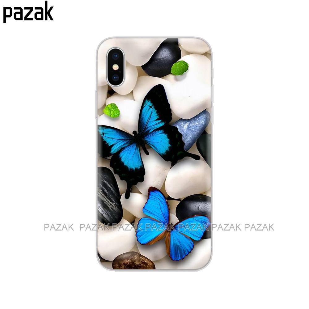 Silicone Cover Phone Case For Iphone 6 X 8 7 6s 5 5s SE 2020 Plus 10 XR XS 11 Pro Max Case Butterfly Roses Flower