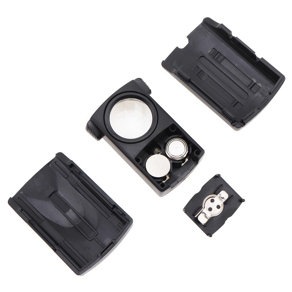 ABS Black Handheld Pull Type Jewelry Magnifier 30X Small Pocket Magnifying Glass with LED Light Source
