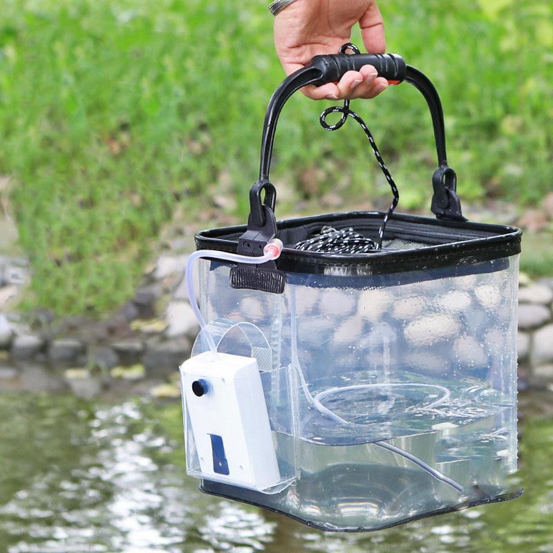 New Transparent Live Fish Bucket Foldable Fishing Bucket Portable Water Bucket Multifunctional Handheld Fish Container Lure Fishing Pail