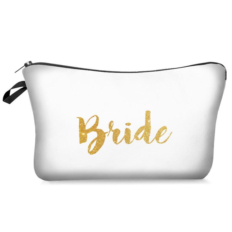 

Bride Makeup Trendy Bag Portable Womens Printed Storage Bag Travel Pouch Wash StyleI
