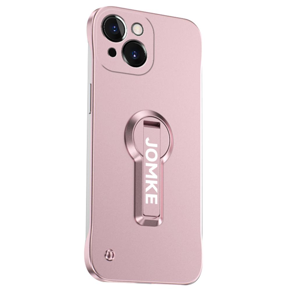 

For iPhone 14 Case Hard PC Frameless Baking Paint Kickstand Phone Cover Pink