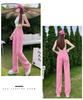 Women's Pink High-Waisted Wide-Leg Jeans: Summer Thin, Loose Fit, Plus Size, Slimming, Floor-Length Straight Pants