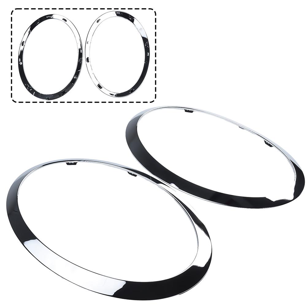 1Pair Silver Headlight Trim Ring Covers For MINI Cooper F55 F56 F57 2014-2024 Lamp Frame Headlight Trim Ring