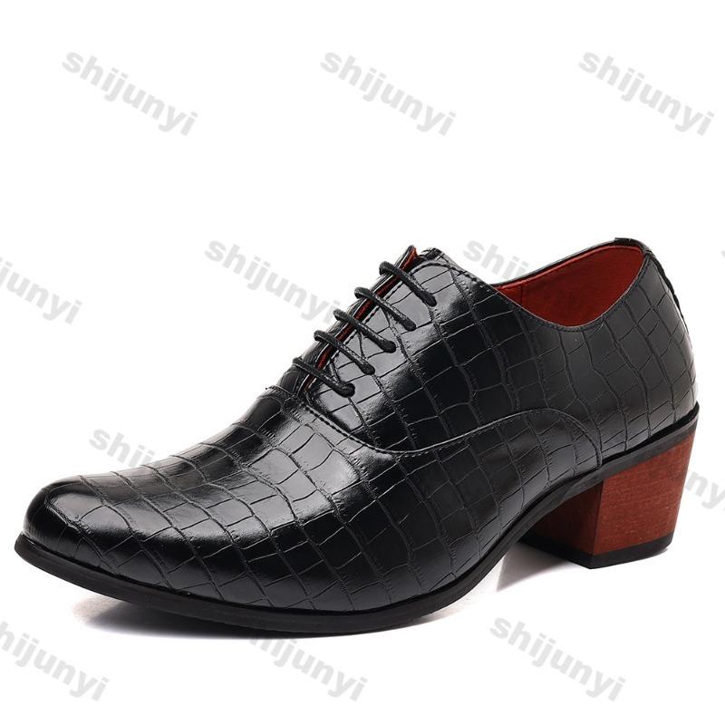 Fashion Men Shoes Genuine Leather Luxury British Style Business Casual Shoes Loafers High-quality Men Dress Thick Heel Wedding Shoes 6cm