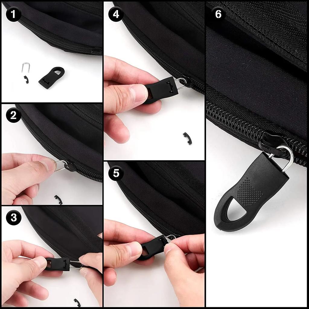 16Pcs Zipper Puller Set Replament Universal Detachable Zipper Tag Zip Fixer Repair Pull Tab For Luggage Jacket Clothes Bags
