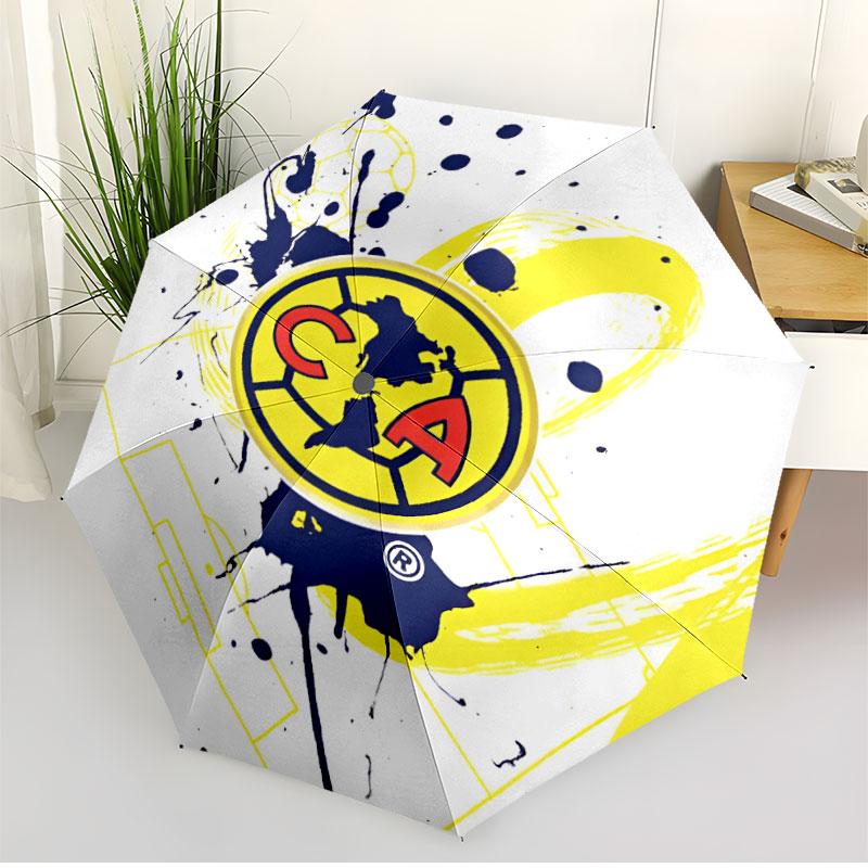 Club America Print Automatic Open Close Umbrella, Portable Foldable Umbrella, for Outdoor Commute Camping Trip, Ideal Birthday Gift