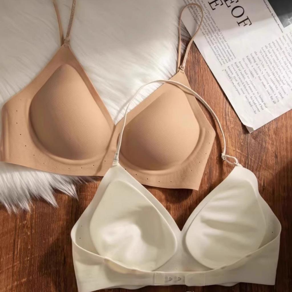 Liquid foundation hanging neck thin shoulder strap U-shaped beautiful back underwear women's small breasts gathered and closed, soft support