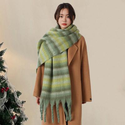 Women Plaid Scarf Chunky Oversized Winter Shawl Tassel Wrap Retro Literary Style Warm Wide Scarf for Ladies Gifts