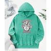 Open Your Mind Hand Print Women Snow Wash Hoodies Fashion Oversize Hoody Casual Pocket Sportswears Cotton Clothing