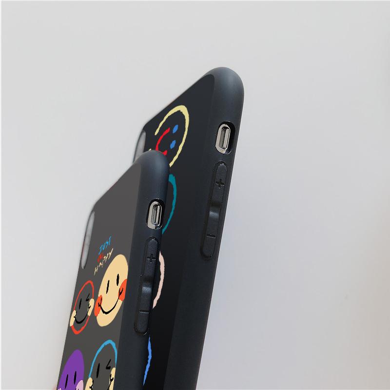 Cute Smileys Black Phone Case For iPhone 12 11 XR XS X Max 7 8 6 6S Plus 5 5S SE 2020 Back Cover For iPhone 12mini Shell
