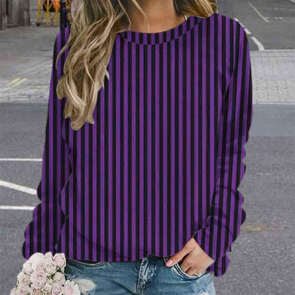 Gestreiftes Damen Langarm Herbst Minimalistisches Linien Top Design Sinn Frühling Herbst Locker Lässig